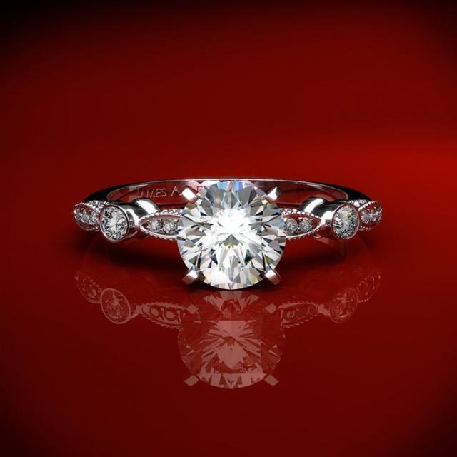 11105 - Antique Bezel & Pave Set Engagement Ring 11105 - Antique Bezel & Pave Set Engagement Ring